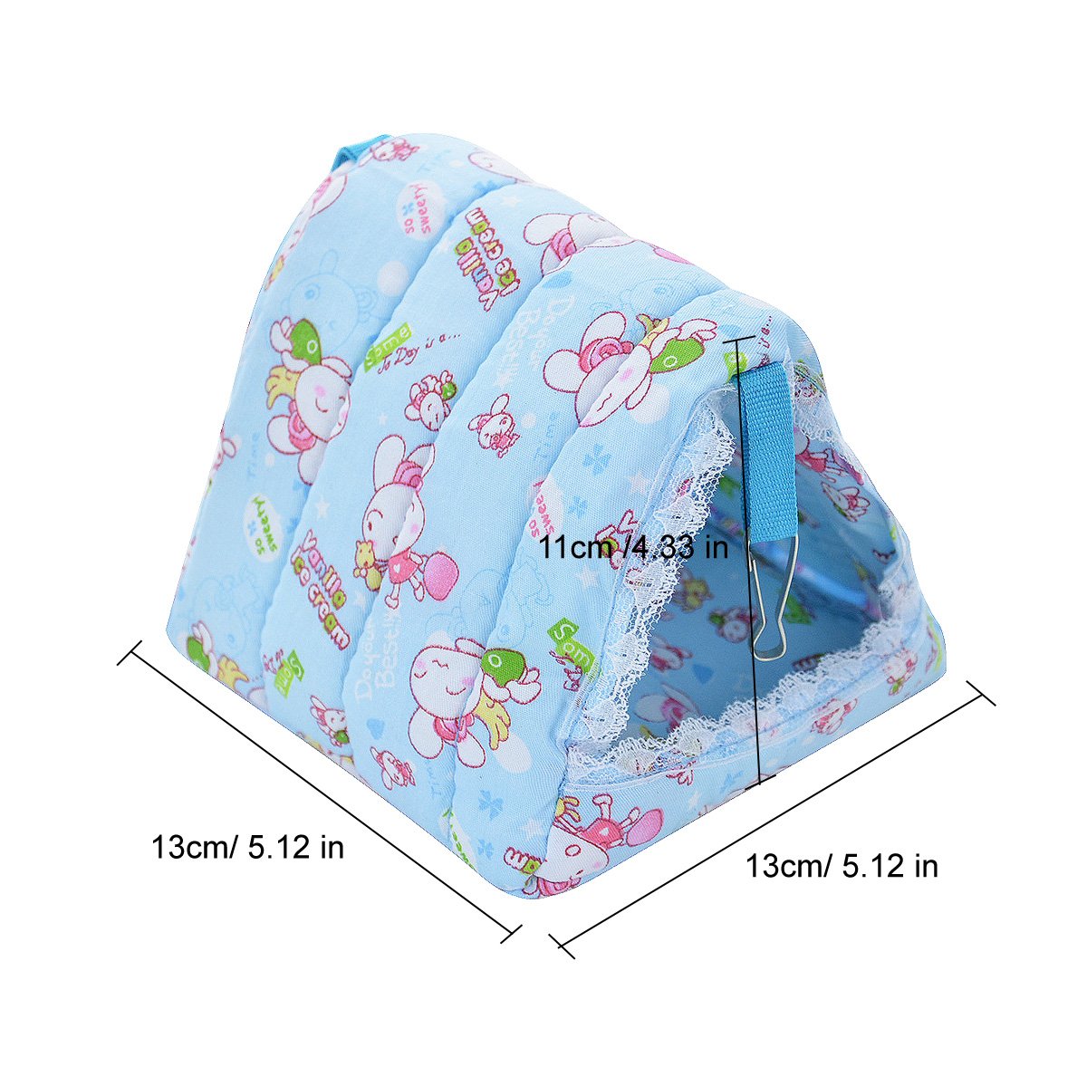 Hamster Bed Small Animal Cage Supplies Hammock House Hideout Pet Tent (Blue, Triangle Tent)