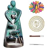 TRYKOJOTIC Ceramic Incense Holder, Creative Incense Waterfall Ornament, Backflow Incense Burner with 20 Cones + 30 Sticks, Zen Garden Yoga Meditation Home Decor