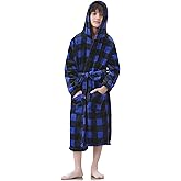 IHU Boys Fleece Robe, Kids Hooded Soft Fuzzy Robes Bathrobe Toddler Flannel Pajamas Sleepwear Spa Plush Robe for Boys Girls
