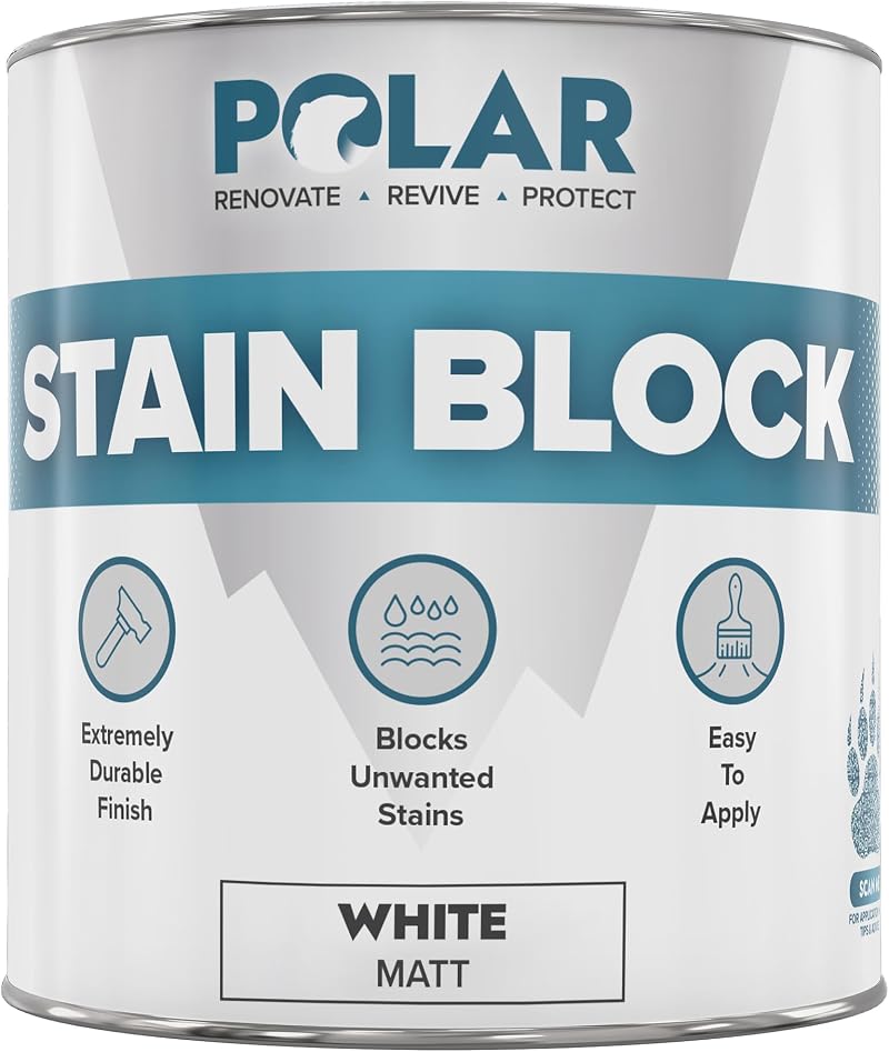 Polar Stain Blocker Paint Matt White 500ml Concrete Wood Brick Interior Walls