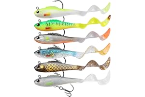 Gotour Weedless Soft Fishing Lures for Freshwater and Saltwater, Premium Pre-Rigged Jig Head Paddle Tail Swimbaits for Bass Fishing，Jigs Fishing Bait for Crappie Trout Walleye, Amazing Fishing Gifts