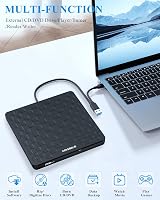 ORIGBELIE External CD/DVD Drive USB 3.0 Type-C Ultra Slim 13mm Black view 5