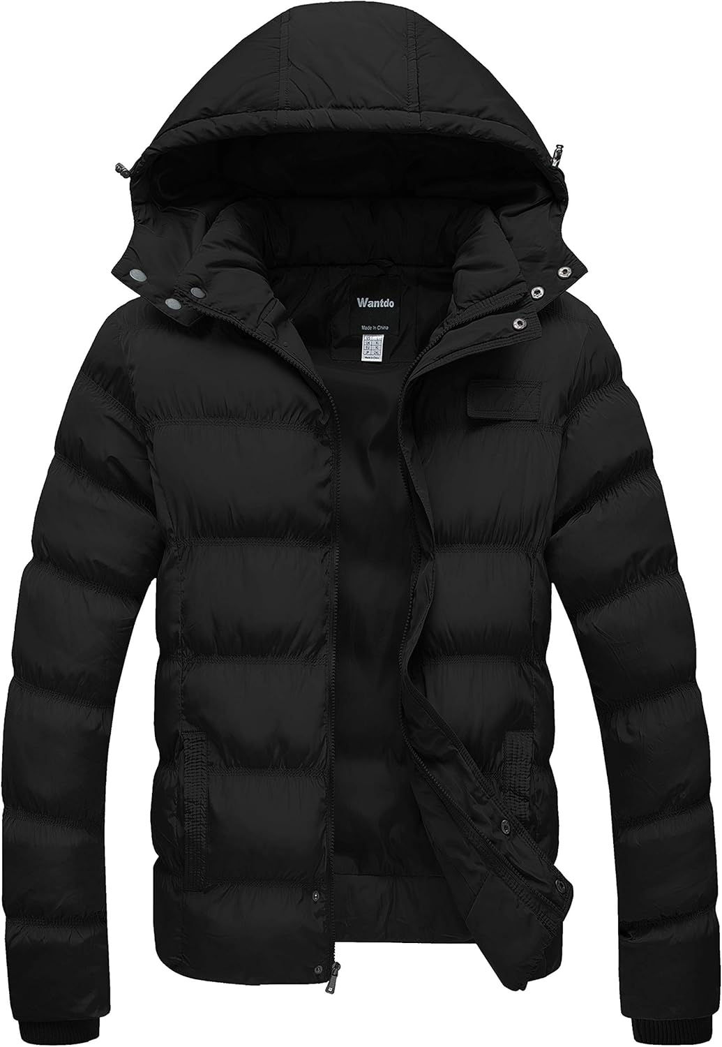 Wantdo Men's Winter Thicken Cotton Coat Warm Puffer Jacket with Removable Hood