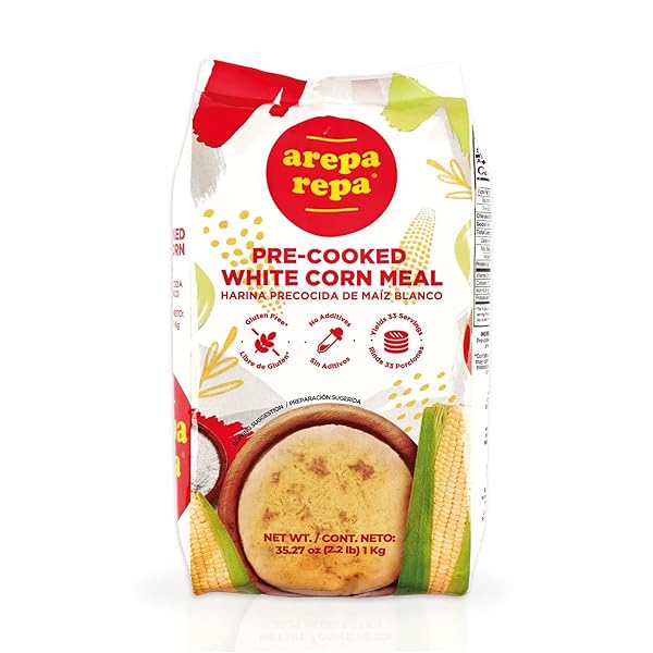 AREPA REPA PRE-COOKED WHITE CORN MEALL, GLUTEN FREE,...