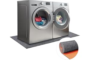 AILOOCEDI 9mm Thickened Under Washing Machine Mat 63" L x 36" W Shock Absorbing Noise Reducing Non-Slip TPE Backing Floor Mat Freely Cut for Refrigerator Washer Dryer Portable Air Conditioner Floor Protection