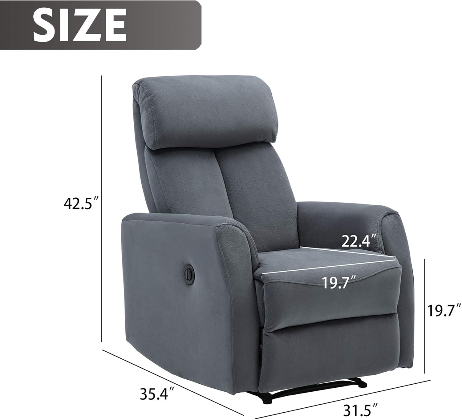 Merax Electric Recliner Chair Lazy Boy Sofa for Elderly, Office or Living Room, Blue-Gray: Furniture & Decor