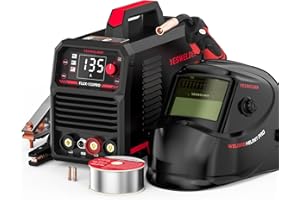 YESWELDER 135Amp Flux Core MIG Welder FLUX-135PRO,110V Flux Core MIG/Lift TIG/Stick 3-in-1 Digital Display Welding Machine & LYG-L600A Auto Darkening Blue Light Blocking Welding Helmet
