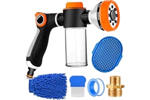 YCCOKJJ 2-in-1 Dog Shower Attachment for Indoor & Outdoor, 8 Sprayer Mode Dog Washing Hose Attachment with Soap Dispenser, Pet Brush, Car Wash Mitt, Ideal for Watering Plant, Car Washing, Showering Pet