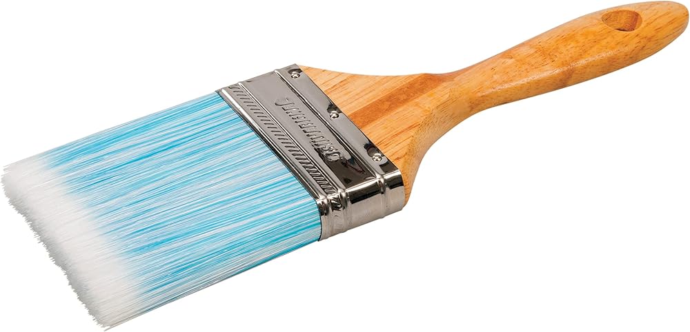 Silverline 75mm 3 inch Synthetic Paint Brush Blue White Wooden Handle