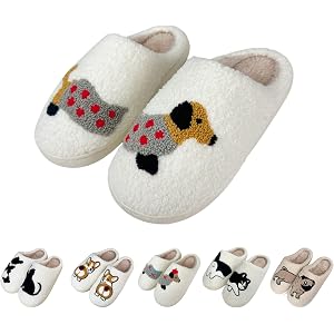 Bmousc Ladies' cat and dog animal slippers
