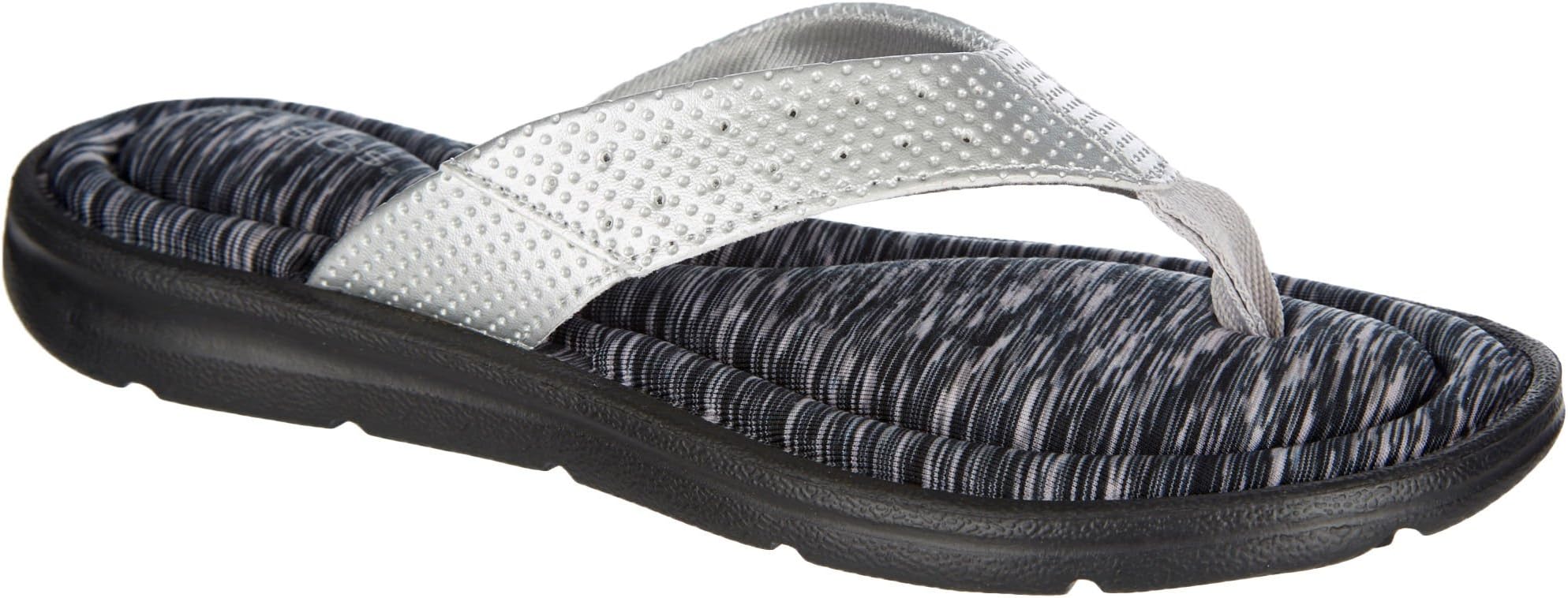 Brisas Womens Zamora Cushioned Flip Flops 9 Silver/Black