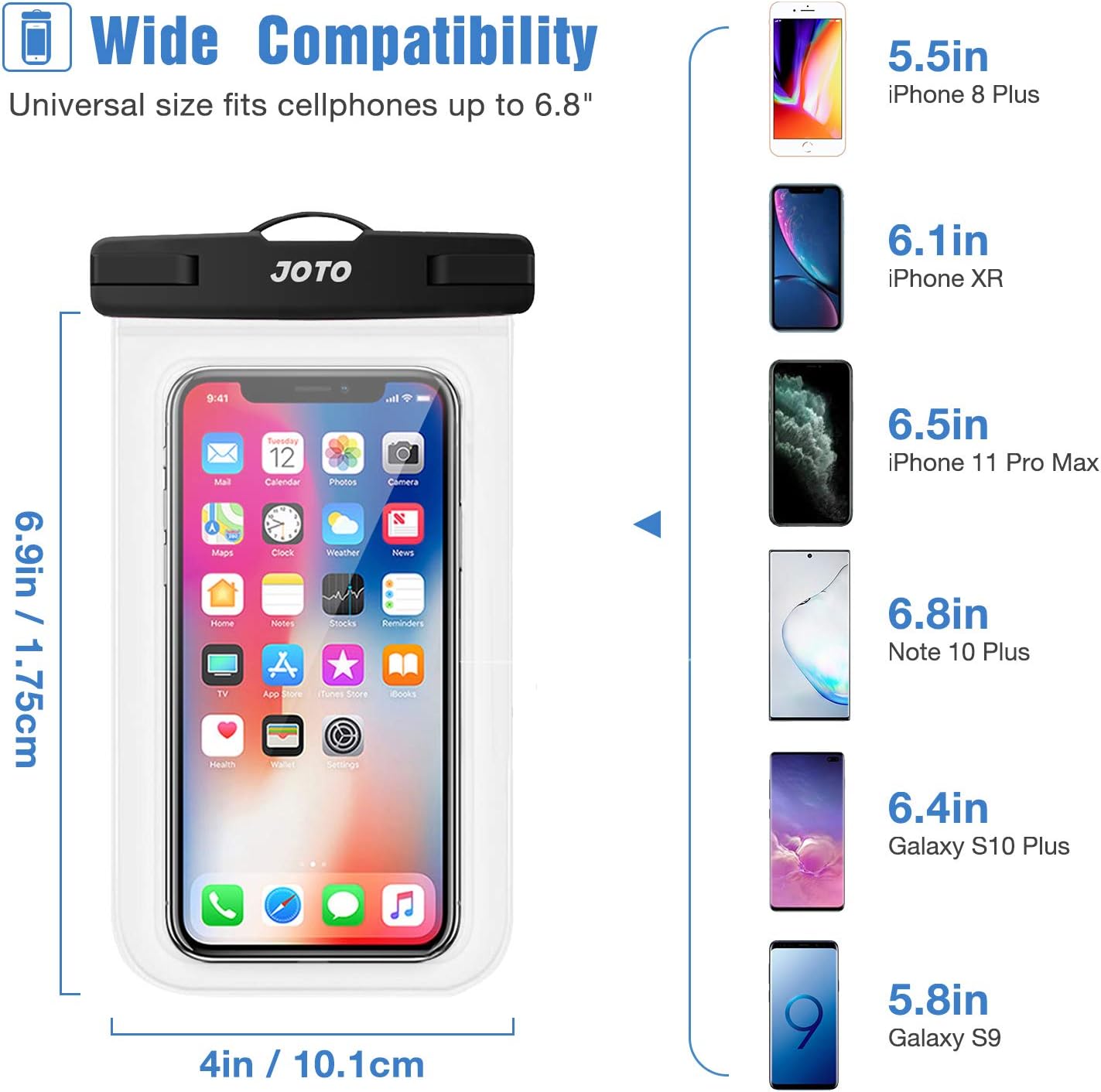 [6 Pack] JOTO Waterproof Phone Case Pouch, IPX 8 Watertight Sealed Dry