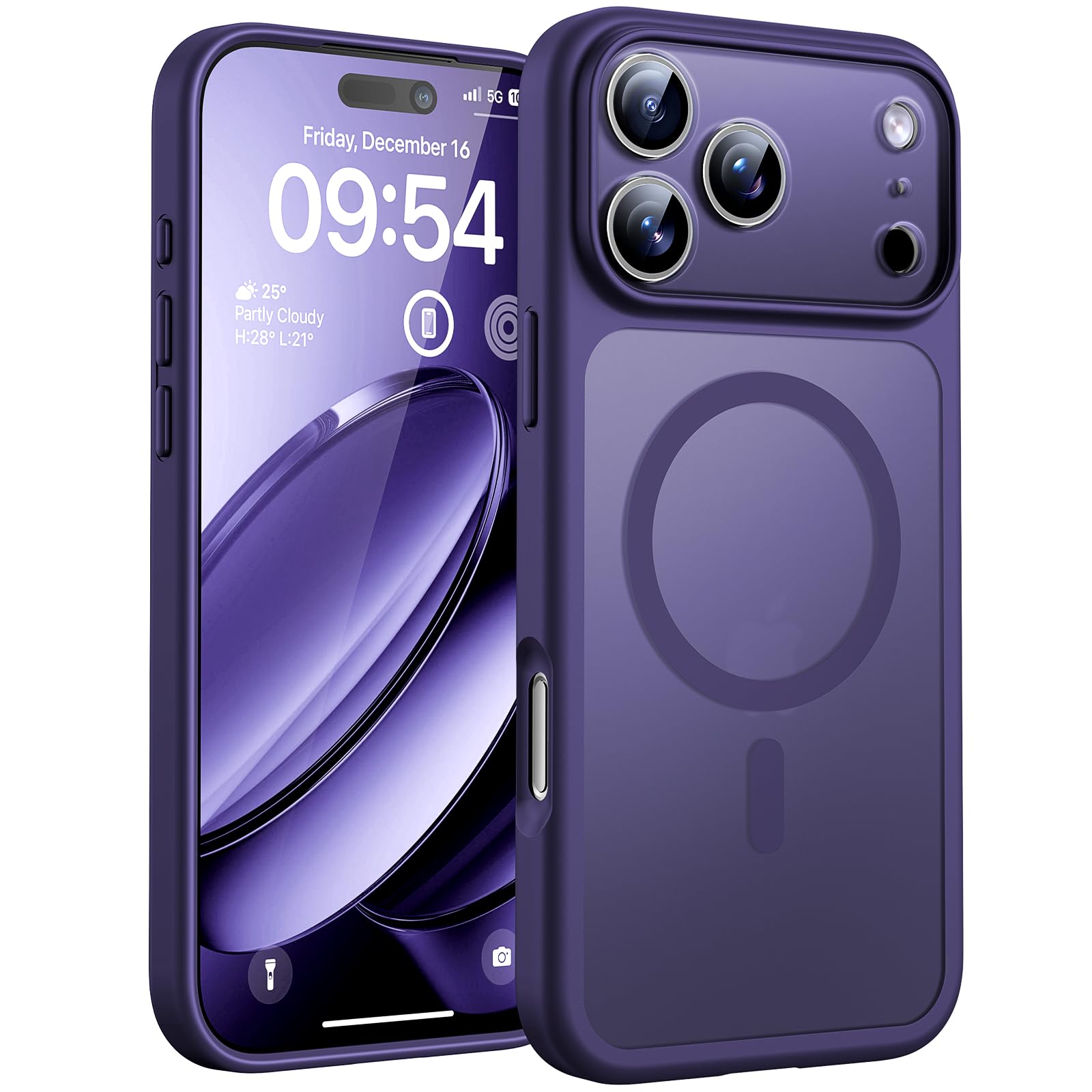 Photo 1 of TOCOL for 17 ProMax Case, Full Camera Protection, Built-in Magnetic Ring, Compatible with Magsafe, Translucent Matte Phone Case for 17 ProMax 6.9 inch (Midnight Purple)