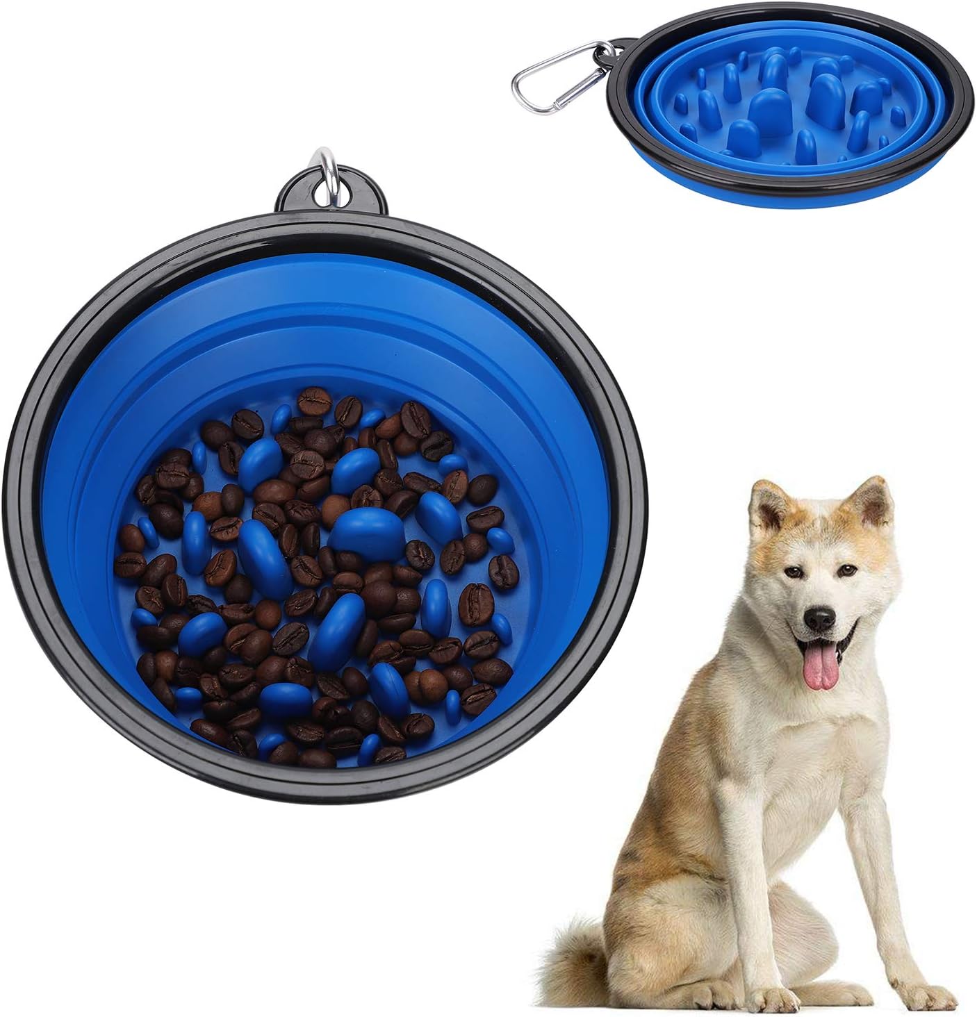 Slow Feeder Dog Bowl Slow Eating Dog Bowl Dog Slow Food Bowl Portable Dog Bowl with Hook Pet Bloat Stop Dog Bowl Interactive Puzzle Cat Bowl for Dogs Cats Puppies
