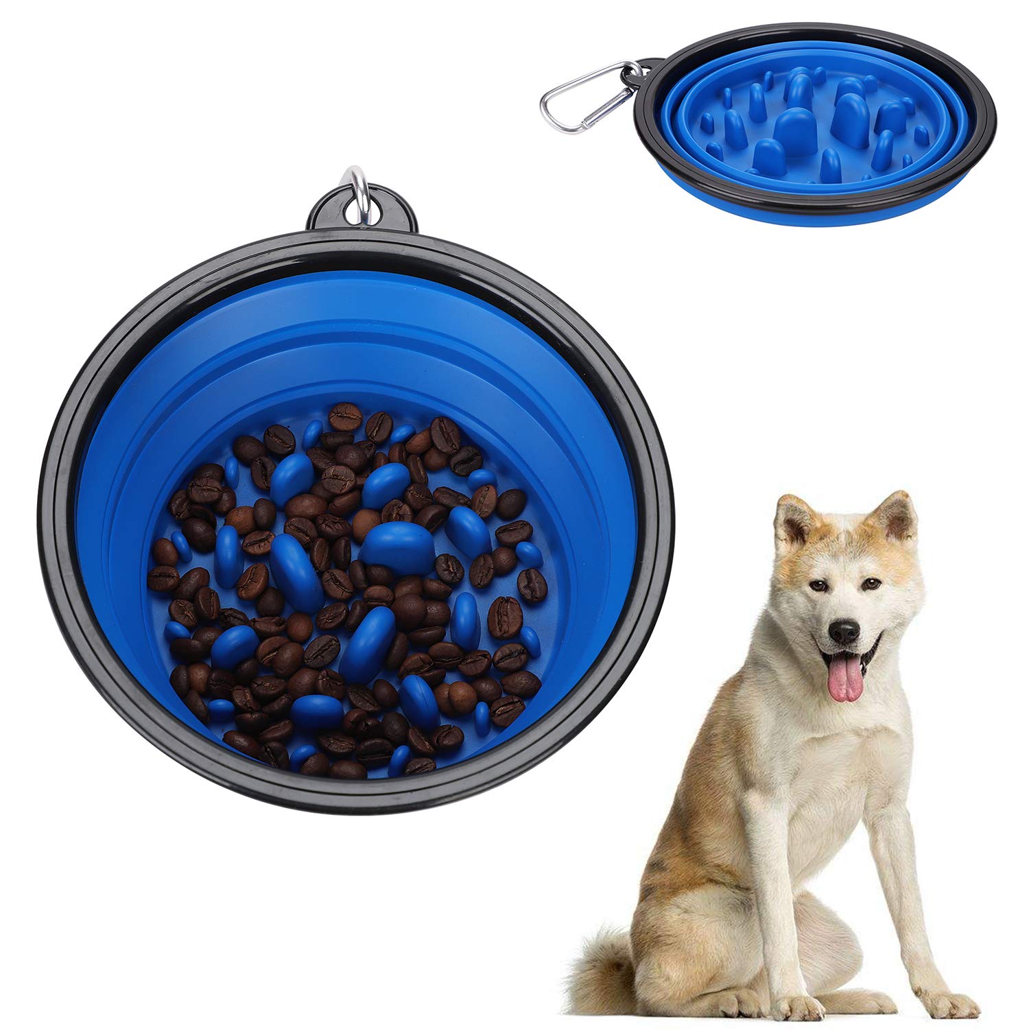 Slow Feeder Dog Bowl Slow Eating Dog Bowl Dog Slow Food Bowl Portable Dog Bowl with Hook Pet Bloat Stop Dog Bowl Interactive Puzzle Cat Bowl for Dogs Cats Puppies