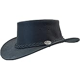 Bushie 1035 Full Grain - Australian Cattle Leather Cowboy Hat - Foldable, Lightweight, Durable, Water Resistant