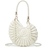 Handmade Crochet Tote Bag Seashell Purse for Women Boho Shell Handbag Crossbody Shoulder Bag Summer Beach Clutch Hobo Handbag