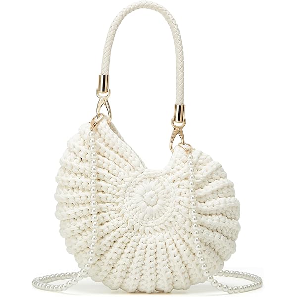 Maral Hand Knit Chunky Yarn Shoulder Bag For Women, Finger Crochet