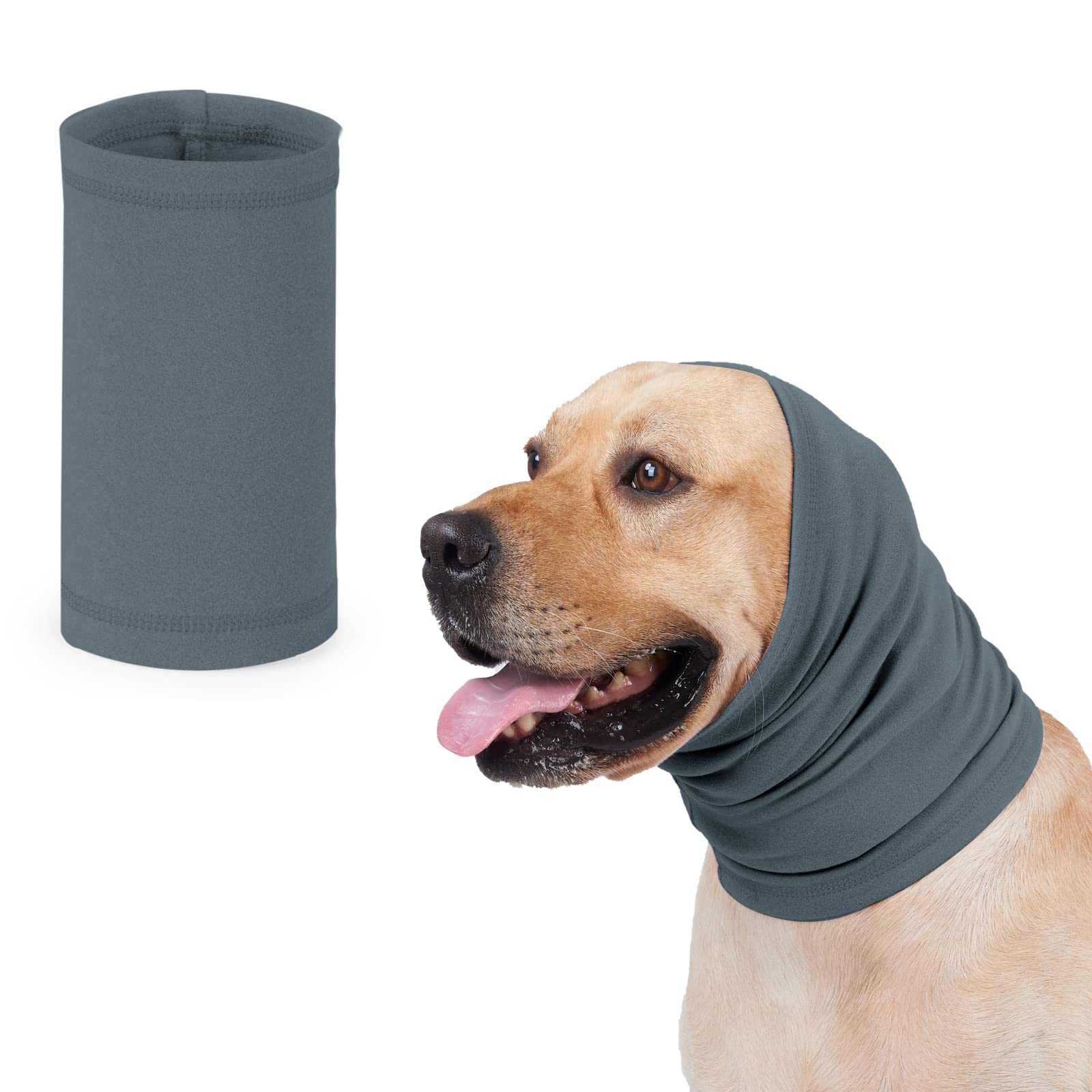 Dog Snood Ear and Neck Protection Dogs Earmuffs Warmer Pet Hat Hoodie Cover for Bathing Grooming Firework Comfort Anti-anxiety at Noise Place Calming (M,Blue)