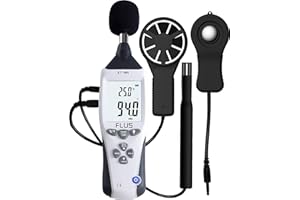 Multifunction Environment Meter for Measuring Temperature, Humidity, Sound, Illumination, Wind - Professional 5-in-1 Anemomet