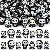 Qumenan 70 Pcs Halloween Mini Resin Ghost Figurines | Tiny Skeleton Miniatures for Fairy Garden, Dollhouse, Halloween Village, Scrapbook Crafts, Day of the Dead Party Decor