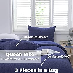 Haowaner 3 Pieces Seersucker Queen Comforter