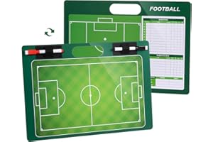 Loplurea Dry Erase Soccer Coaching Board - Double-Sided Tactics Clipboard for Coaches, Portable Soccer Field Whiteboard with Marker