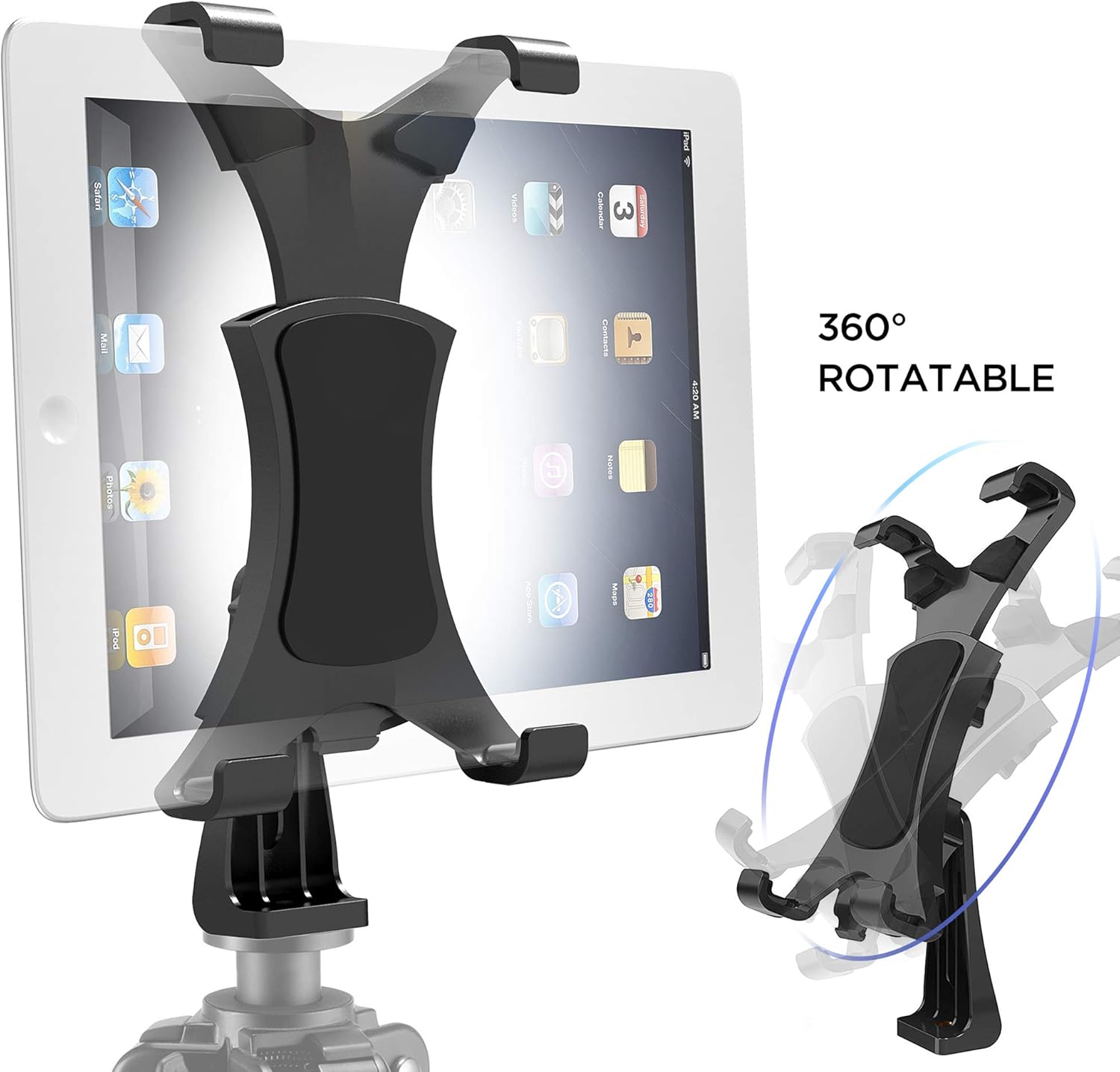 Yoassi Tripod Mount for iPad,Upgraded Universal Heavy Duty 360° Rotatable Tiltable Anti-Wobble iPad Tripod Mount Adapter,iPad Holder for Tripod Fit for iPad123456 Mini1234 Air12 Pro9.7 10.5 11 12.9