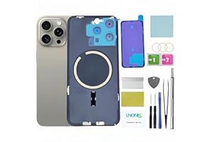 LNONLS 15 Pro Max Back Glass Replacement for iPhone 15 Pro Max Rear Back Cover Glass Waterproof and Camera Lens+Professional Repair Tool Kit (Natural Titanium)