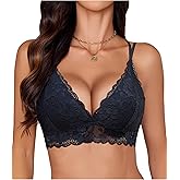 Avidlove Bras for Women Floral Lace Bralettes Deep V Sexy Bras Cross Back Longline Bralette No Padded