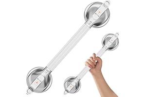 DAILYLIFE Shower Grab Bar for Bathtubs and Showers, 21 inch Heavy Duty Shower Handle with Strong Suction Cup, 300lbs Safety Shower Handrails for Seniors and Elderly, Silver(1 Pack)