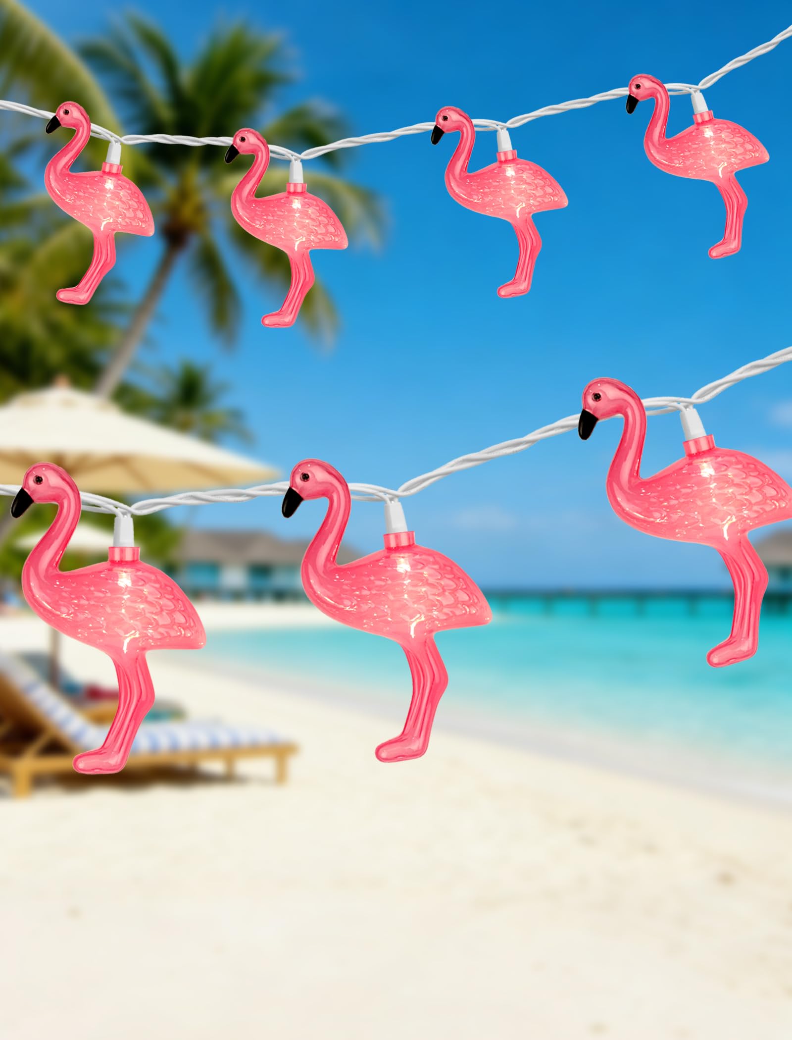 Photo 1 of 12FT 20 LED Flamingo String Lights - UL Certified Plug-in Pink Fairy Lights, IP44 Waterproof & Shatterproof 3D Flamingo Decor for Tropical Luau Party, Patio, Camping, Bedroom, Warm White Glow