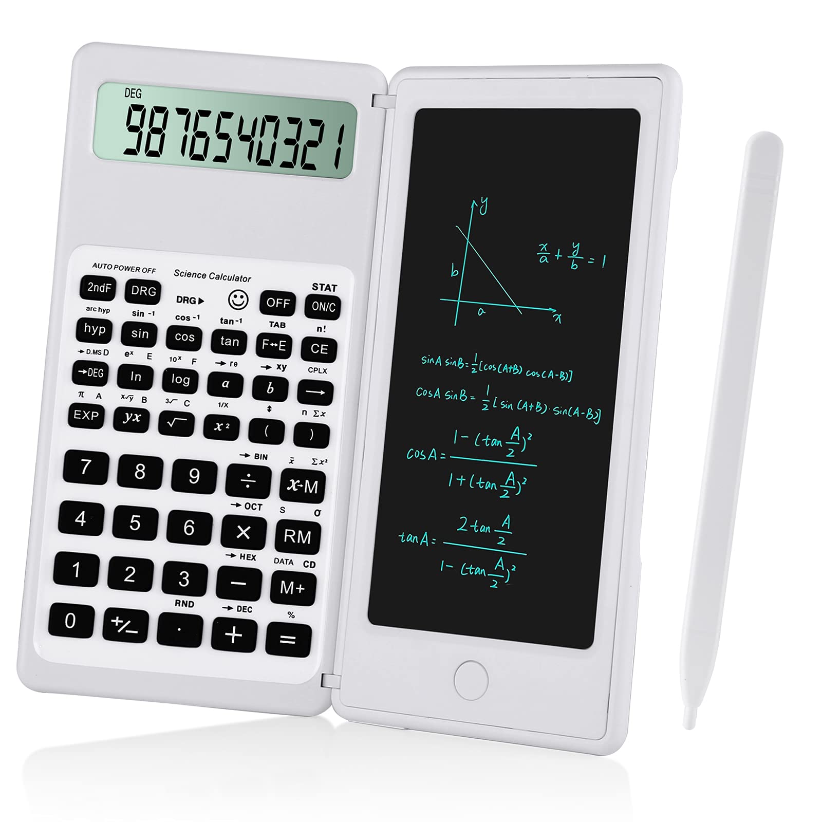 Photo 1 of IPepul Scientific Calculators for Students, White Math Calculator with Notepad,10-Digit Large Screen, Classroom Must Haves for Middle High School Supplies & College (White)