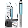 KEENTECH Router Bits 1/4" Shank, Flush Trim Router Bit, Bearing Carbide Tipped Pattern Bit, Template Straight Heavy Duty Woodworking Trimming Cutting Tool for Wood, 3/8" Diameter, 1" Depth