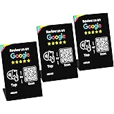 REVLIXI Google Review Stand (3 PCS)- Boost Reviews w/ 3x4 inch Reusable Google Review Tap Card Stand & QR Code Stand -No App,No Subscription- Android & iPhone Compatible- Google Reviews Made Easy
