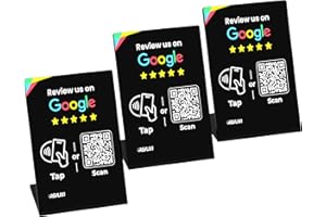 REVLIXI Google Review Stand (3 PCS)- Boost Reviews w/ 3x4 inch Reusable Google Review Tap Card Stand & QR Code Stand -No App,No Subscription- Android & iPhone Compatible- Google Reviews Made Easy