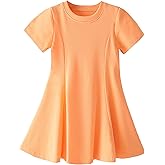 Toddler Girls Short Sleeve Swing Dress Little Kids A-Line Skater Twirl Summer Casual Dresses (12Months-7years)
