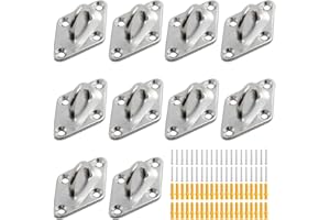 Hxchen 10Pcs M5 Heavy Duty Pad Eye Plate Staple Ring Hook Loop U-Shaped Sail Shade Hardware, 304 Stainless Steel Wall Ceiling Hammock Hooks Hange (Diamond)
