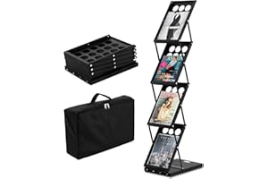 VEVOR Foldable Magazine Display Rack. 4-Tier Brochure Literature Display Stand, Portable Catalog Brochure Holder Stand with C