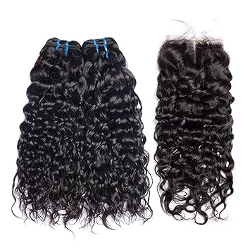 Amazon Com Water Wave Bundles With Closure Brazilian Hair 3 4
