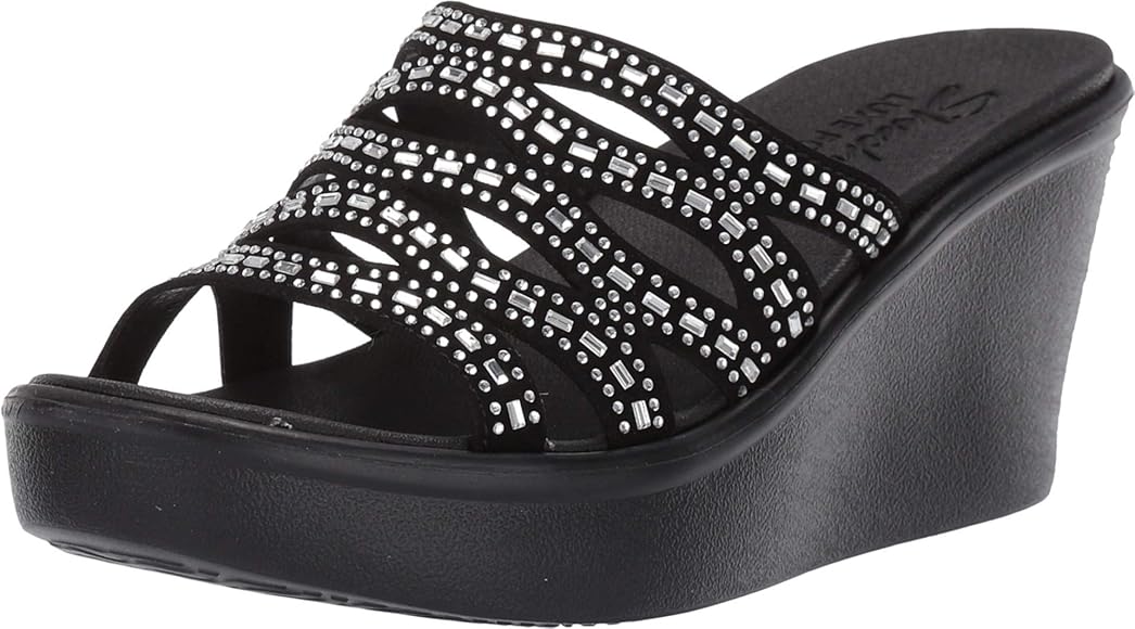 sketchers black wedge