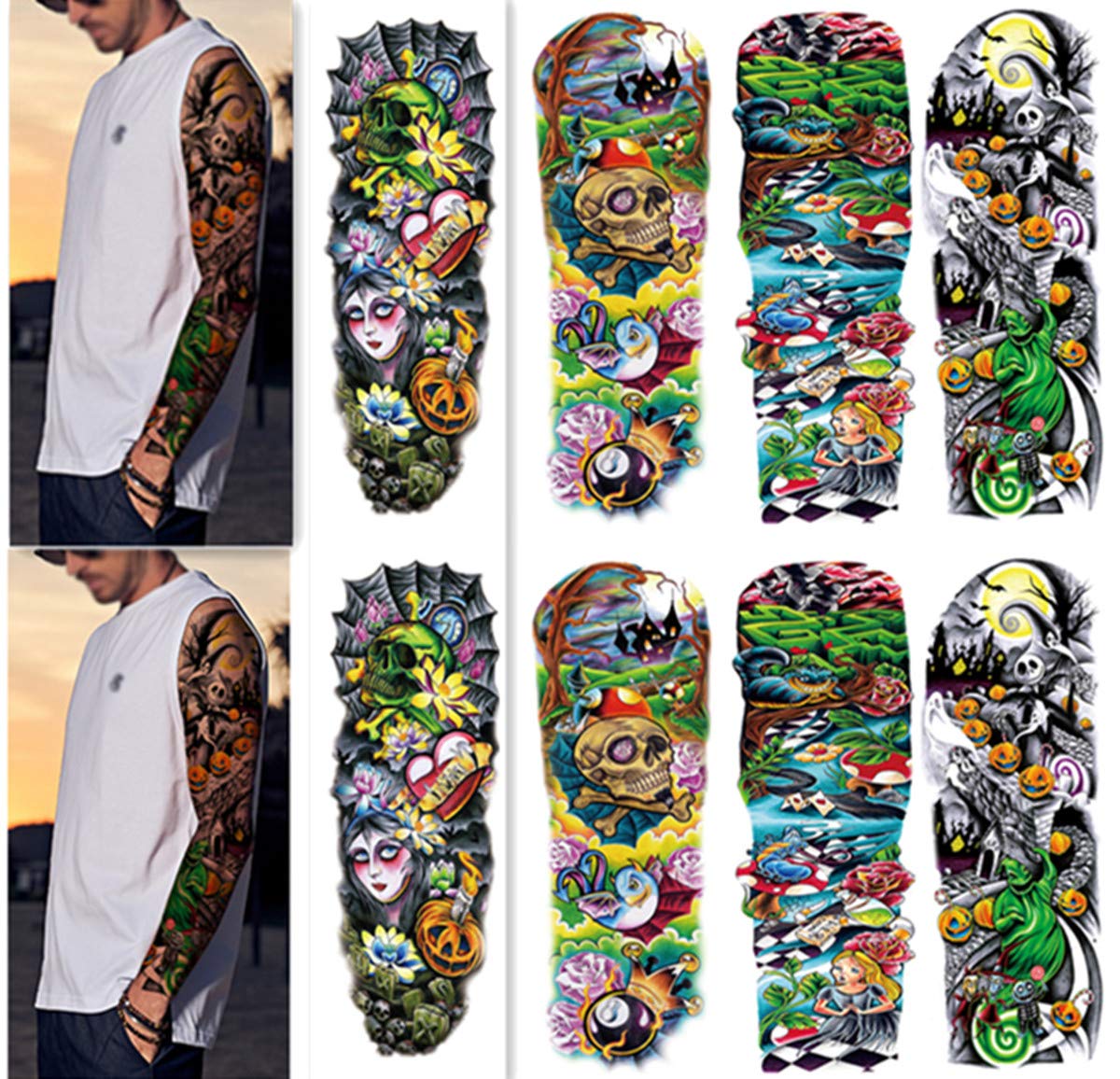 DaLin Extra Large Temporary Tattoo Sleeves Full Arm Fake Tattoos for Women Men 10 Sheets