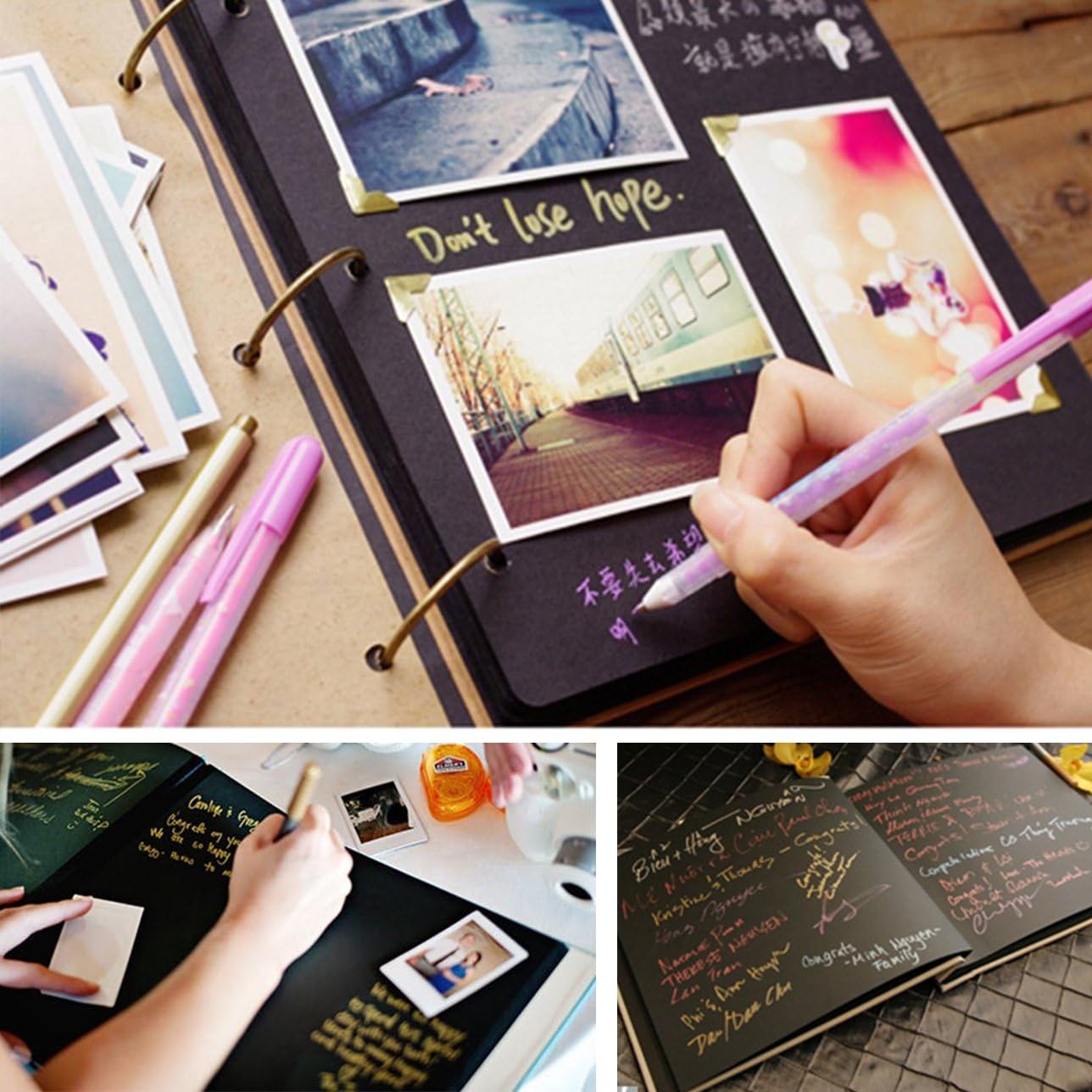 CenterZ Vintage Photo Album DIY Scrapbook - 10x10 inch 50 Pages Double Sided, PU Leather Cover Three-Ring Binder Picture Booth Albums with 6 Colors 306pcs Self Adhesive Photos Corners for Memory Keep