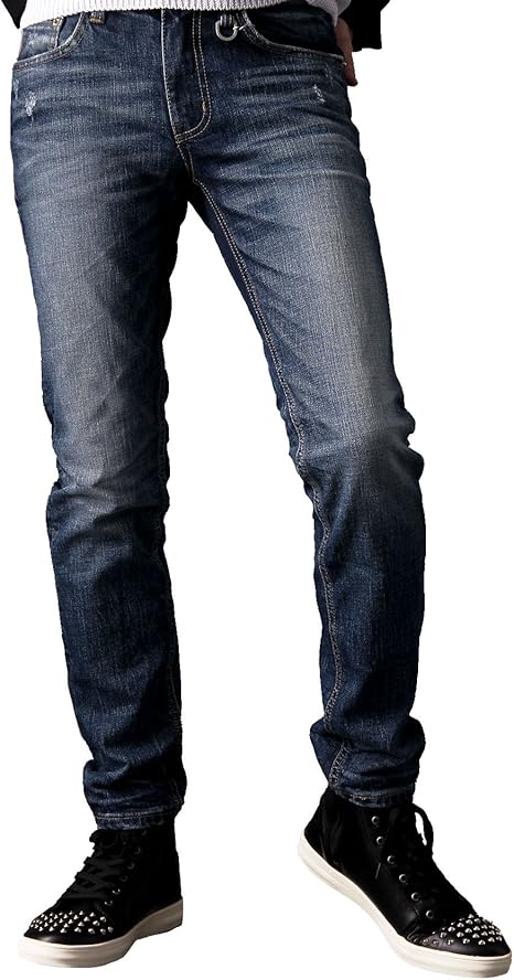 Amazon ハードウォッシュ ブリーチ加工 ストレッチデニムパンツ メンズ Lサイズ インディゴ ジーンズ 通販