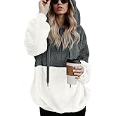 LONGYUAN Women Casual Hoodies Fashion Fuzzy Warm Pullover Sherpa Outerwear with Pockets