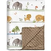BORITAR Baby Blanket for Boys Girls, Soft Plush Minky Fabric with Double Layer Dotted Backing, Lovely Woodland Animal Pattern for Infant Toddler Newborn, 30 x 40 Inch