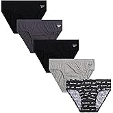 Reebok Mens Low Rise Briefs - 5 Pack Soft Cotton Mens Underwear Briefs with Supportive Contour Pouch for Everyday Wear