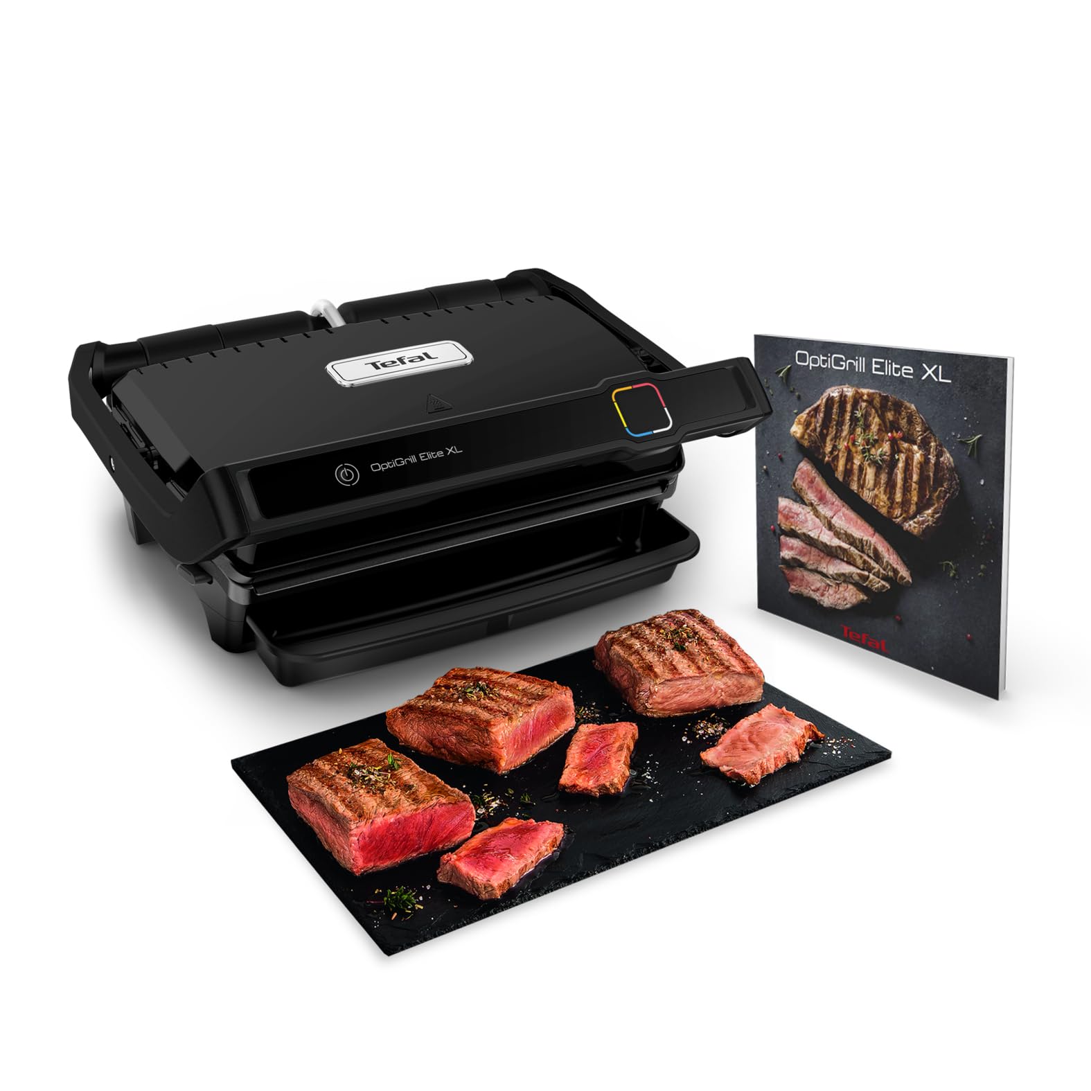 Tefal OptiGrill Elite XL Kontaktgrill, automatische Garzeitanpassung, perfekte Ergebnisse, 16 Programme, digitales Display mit Garstufenanzeige, abnehmbare XL-Platten, Elektrogrill, schwarz, GC760812