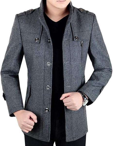 Amazon Ellteメンズ ラシャ コート レジャー ジャケット 春 秋 立襟 トレンチコート ゆったりウエア ビジネス 紳士 アウター ファッション コート ジャケット 通販