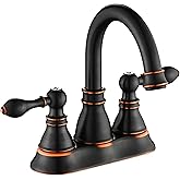 Derengge Bathroom Faucets, Centerset Lavatory Sink Faucet with 2 Handle, 3 Hole, Overflow Pop Up Drain & 4 Inch 360° Swivel Spout, F-4501-NB (Oil Rubbed Bronze)